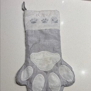 Gray and White Paw Stocking